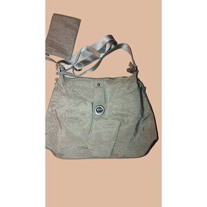 Baggallini Crossbody Bag Silver Nylon Adjustable Strap with Matching Pouch Women
